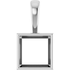 14K White Gold 10x10 mm Square Charm/Pendant Mounting – image 2