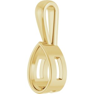 14K Yellow Gold 10x6 mm Pear Charm/Pendant Mounting – image 4
