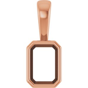 14K Rose Gold 6.5x4.5 mm Emerald Charm/Pendant Mounting – image 2