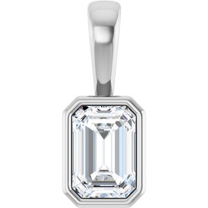 Sterling Silver 6.5x4.5 mm Emerald Charm/Pendant Mounting
