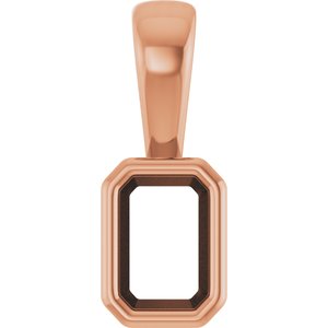 14K Rose Gold 4.5x3 mm Emerald Charm/Pendant Mounting – image 2