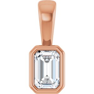 14K Rose Gold 4.5x3 mm Emerald Charm/Pendant Mounting