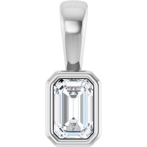 14K White Gold 4.5x3 mm Emerald Charm/Pendant Mounting