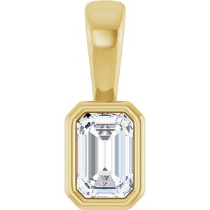 14K Yellow Gold 4.5x3 mm Emerald Charm/Pendant Mounting