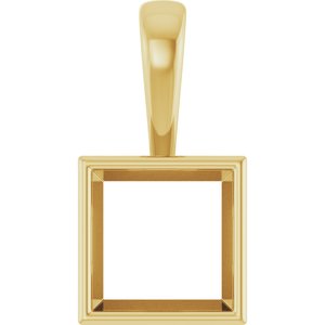 18K Yellow Gold 9x9 mm Square Charm/Pendant Mounting – image 2