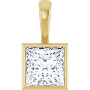 18K Yellow Gold 9x9 mm Square Charm/Pendant Mounting