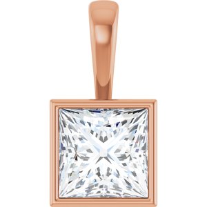10K Rose Gold 9x9 mm Square Charm/Pendant Mounting