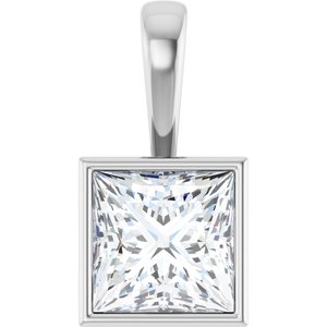 18K White Gold 9x9 mm Square Charm/Pendant Mounting