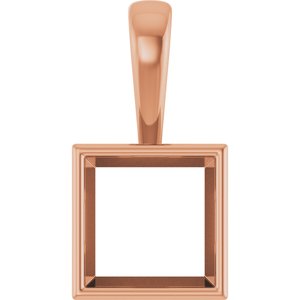 10K Rose Gold 9x9 mm Square Charm/Pendant Mounting – image 2