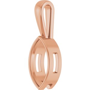18K Rose Gold 14x7 mm Marquise Charm/Pendant Mounting – image 4