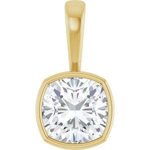 14K Yellow Gold 10x10 mm Cushion Charm/Pendant Mounting