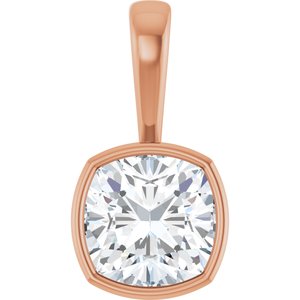 14K Rose Gold 10x10 mm Cushion Charm/Pendant Mounting