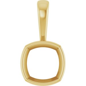 14K Yellow Gold 10x10 mm Cushion Charm/Pendant Mounting – image 2