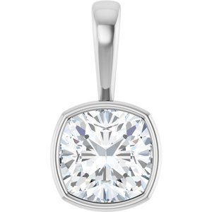 18K White Gold 10x10 mm Cushion Charm/Pendant Mounting