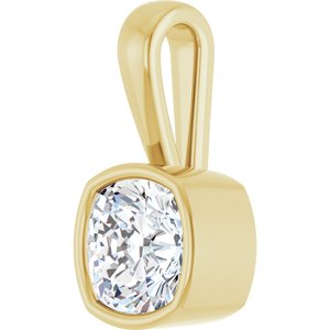 14K Yellow Gold 7.5x7.5 mm Cushion Charm/Pendant Mounting – image 3