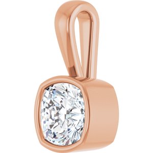 14K Rose Gold 7.5x7.5 mm Cushion Charm/Pendant Mounting – image 3