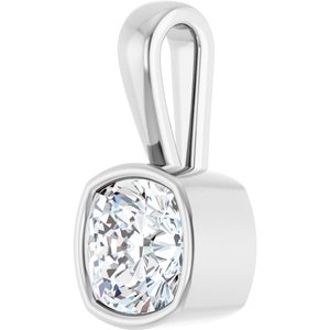 18K Palladium White Gold 7.5x7.5 mm Cushion Charm/Pendant Mounting – image 3