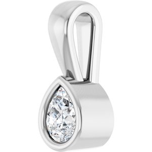 18K White Gold 4x3 mm Pear Charm/Pendant Mounting – image 3