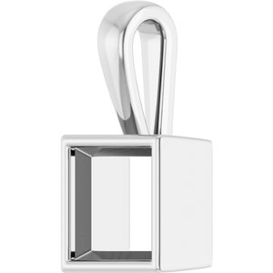 18K Palladium White Gold 7.5x7.5 mm Square Charm/Pendant Mounting – image 4