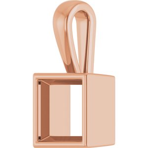 14K Rose Gold 7.5x7.5 mm Square Charm/Pendant Mounting – image 4
