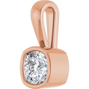 14K Rose Gold 5.5x5.5 mm Cushion Charm/Pendant Mounting – image 3