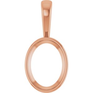 18K Rose Gold 16x12 mm Oval Charm/Pendant Mounting – image 2