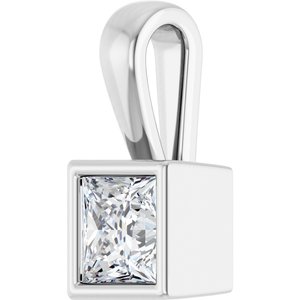 18K X1 White Gold 4.5x4.5 mm Square Charm/Pendant Mounting – image 3