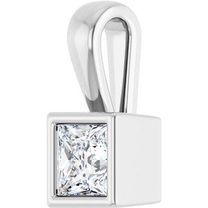 14K X1 White Gold 4x4 mm Square Charm/Pendant Mounting – image 3