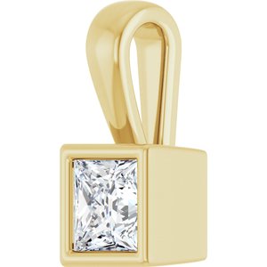 14K Yellow Gold 4x4 mm Square Charm/Pendant Mounting – image 3