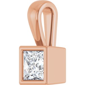 14K Rose Gold 4x4 mm Square Charm/Pendant Mounting – image 3