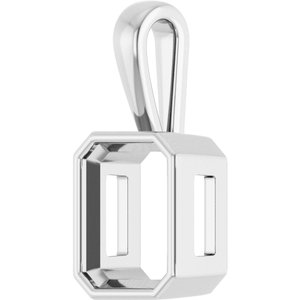 14K White Gold 11x9 mm Emerald Charm/Pendant Mounting – image 4