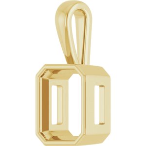 14K Yellow Gold 11x9 mm Emerald Charm/Pendant Mounting – image 4