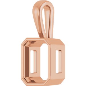 10K Rose Gold 11x9 mm Emerald Charm/Pendant Mounting – image 4