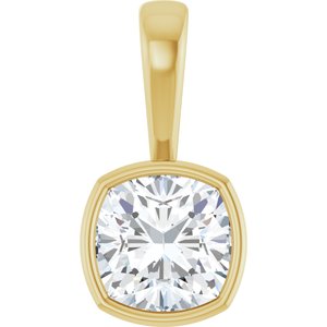 10K Yellow Gold 8x8 mm Cushion Charm/Pendant Mounting