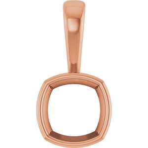 10K Rose Gold 8x8 mm Cushion Charm/Pendant Mounting – image 2
