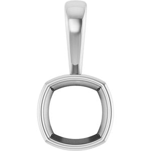 Continuum Sterling Silver 8x8 mm Cushion Charm/Pendant Mounting – image 2