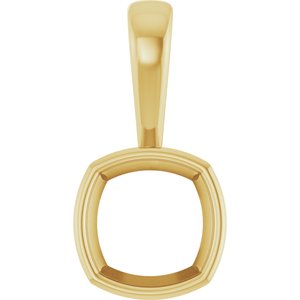 10K Yellow Gold 8x8 mm Cushion Charm/Pendant Mounting – image 2