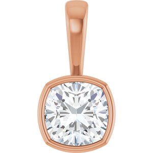 14K Rose Gold 8x8 mm Cushion Charm/Pendant Mounting