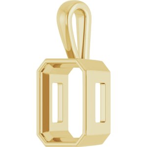 18K Yellow Gold 16x12 mm Emerald Charm/Pendant Mounting – image 4