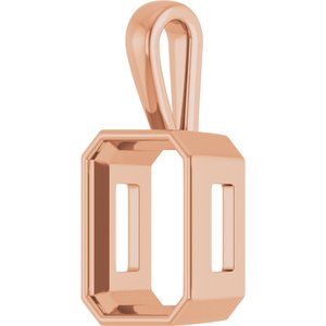 14K Rose Gold 16x12 mm Emerald Charm/Pendant Mounting – image 4