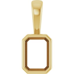 18K Yellow Gold 7x5 mm Emerald Charm/Pendant Mounting – image 2