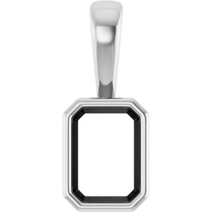 18K White Gold 7x5 mm Emerald Charm/Pendant Mounting – image 2