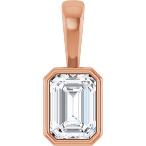 14K Rose Gold 7x5 mm Emerald Charm/Pendant Mounting