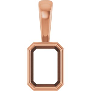 14K Rose Gold 7x5 mm Emerald Charm/Pendant Mounting – image 2