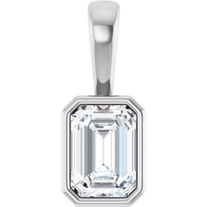 14K White Gold 7x5 mm Emerald Charm/Pendant Mounting