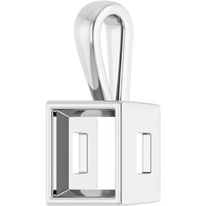10K White Gold 8x8 mm Square Charm/Pendant Mounting – image 4