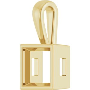 14K Yellow Gold 8x8 mm Square Charm/Pendant Mounting – image 4