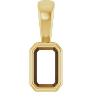 18K Yellow Gold 5x3 mm Emerald Charm/Pendant Mounting – image 2