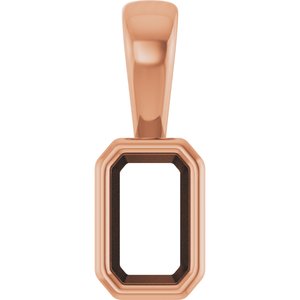 14K Rose Gold 5x3 mm Emerald Charm/Pendant Mounting – image 2