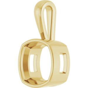 18K Yellow Gold 14x14 mm Cushion Charm/Pendant Mounting – image 4